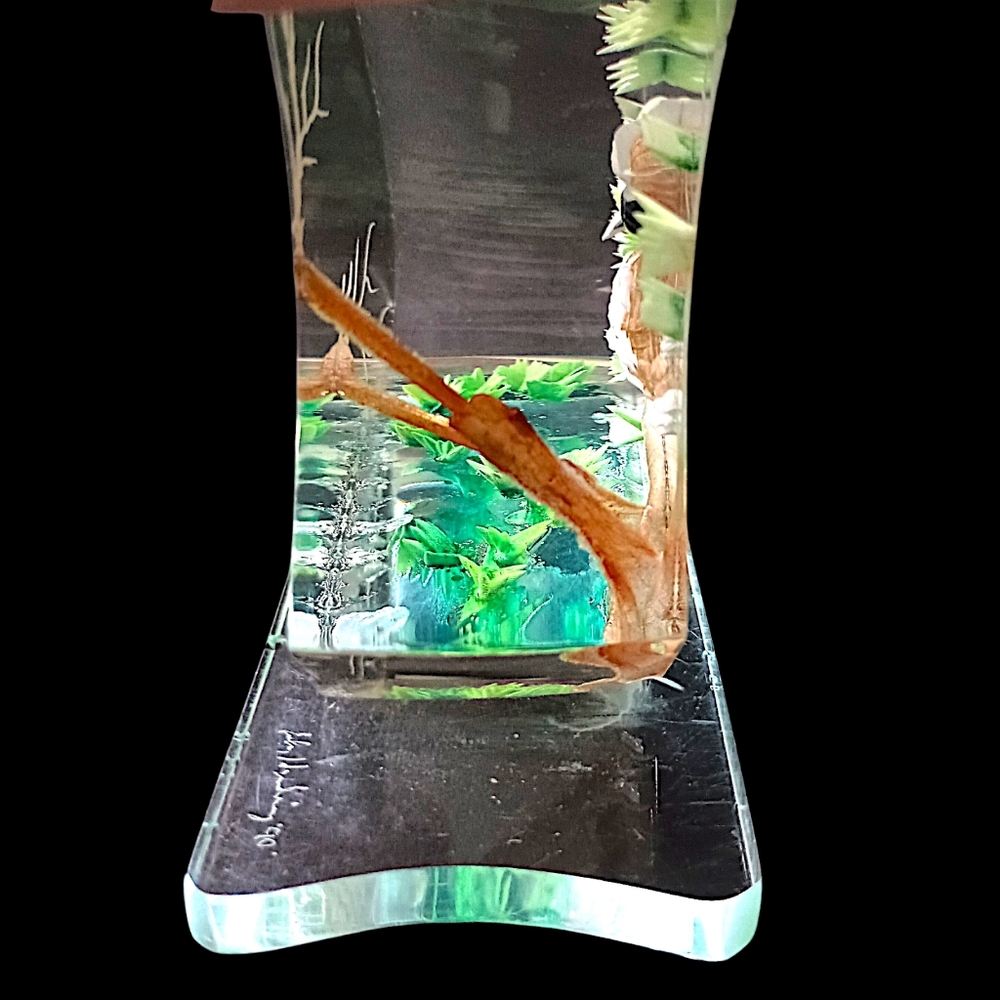 Vintage Lucite Owl Paperweight Sculpture Hand Painted Woodland Bird MCM Decor - Picture 6 of 16